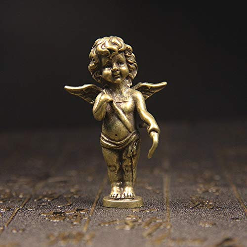 YGAKX Retro Kupfer Gott der Liebe Amor Statue Kleine Ornamente Messing Engel Figuren Desktop Dekorationen Wohnkultur Zubehör für Zimmer