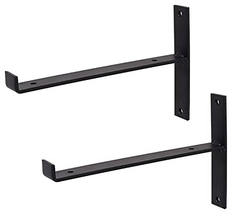 LIGUOYI 2PCS Metall Regal Unterstützung Wandkonsole, Zur Wandmontage Von Regalbrettern, Design Regalwinkel, Regalwinkel Schwarz Metall, Fach-Bodenträger Wand-Montage