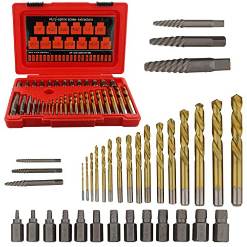 ABN Lot de 35 extracteurs de vis dénudées, kit d'extraction de boulons endommagés pour vis cassées, boulons, goujons