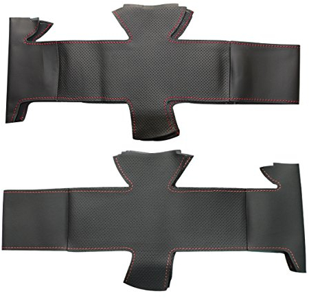 MEWANT Lenkradbezug für Golf 5 Golf Plus für Polo für Jetta für Caddy für EOS Alhambra DIY Hand Nähen Auto Lenkradbezüge aus Mikrofaser Leder & Echtleder Lenkradhülle