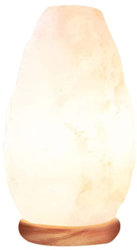 Himalayan Glow Crystal Salt Lamp, 5-7 LBS Hand Curved Night Light, Salt Lamp with Neem Wooden Base, Best for Gift and Home Decor (ETL Certified) – White