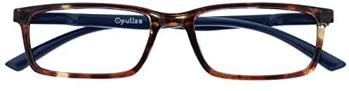 OPULIZE SEE Blaulichtfilterbrille für Damen Herren, Blendfreie UV400-Schutz Federscharnier Anti-Müdigkeit, Rechteckiger Rahmen, Computerbrillen Gaming, Braun Schildpatt