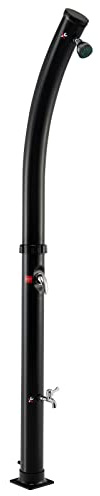 COSTWAY 20L/35L/38L Solar Heated Shower, Temperature Adjustment 2-Section Garden Pool Shower with 360 Degree Shower Tap, Handheld Shower Head & Foot Faucet (20L Without Handheld Head, Black)