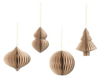 Broste Copenhagen 70090501 Christmas Mix Papierhänger Natural Brown Set4