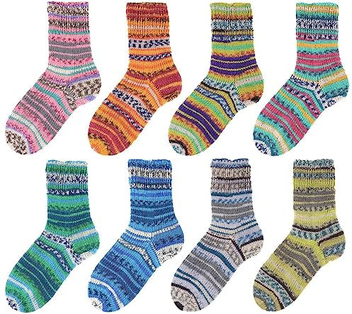 SUPERGARNE Sockenwolle Aktiv 6-fädig - 1200 g (8x150g), Strapazierfähig, Maschinenwaschbar, Made in Italy, Ideal für Socken und Strickprojekt (Friends)