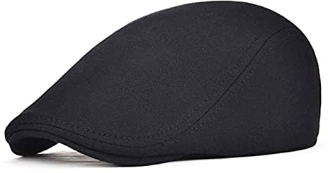 HNJKJEU Herren Schiebermütze Barett Cap, Elastizität Schiebermütze Flatcap, Größe 58-60cm (Blak)