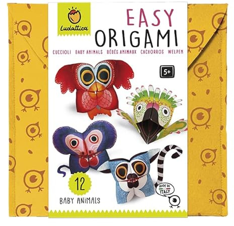 Ludattica - Easy Origami Welpen - 12 Origami zum Erstellen - Alter 5+ - Verpackung aus weichem Tuch - Made in Italy