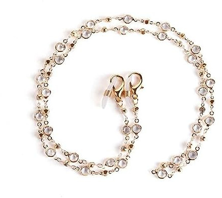 OMEVU Catena per Occhiali in Cristallo di Boemia Donna Cuore Perla Perline Maschera Corda appesa Accessori per Occhiali Catena per Maschera Occhiali da Sole Catena in Corda