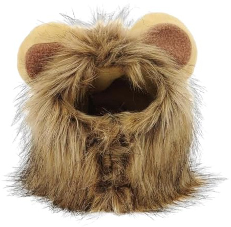 Katzenmütze Löwenmähne,Katzenlöwenmähne, Haustierkostüme Hut Ausgefallenes Löwenhaar Katzenkleidung Kleid, Lustige Cosplay-Perückenkappen für Haustiere verwandeln Ihre Katze mit Dieser