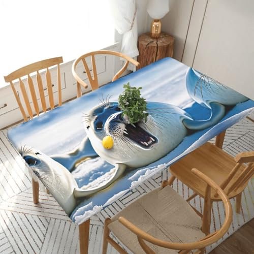 KDUBNJDS Quadratische Tischdecke, wasserdicht, abwischbar, elastische Kanten, Dekoration für Küche, Picknick, Outdoor, Innenbereich, Harfe