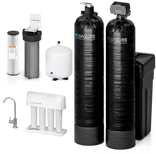 Aquasure Signature Elite Complete Whole House Water Treatment System with Digital Metered Control Water Softener, Conditioner and 75 GPD RO Reverse Osmosis Filtration (72,000 Grains)