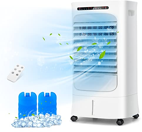TANGZON 10L Air Cooler, 88W 3-in-1 Evaporative Coolers/Cooling Fan/Humidifier with 3 Speeds, Remote Control, 15H Timer, Sleep Mode, LED Display, Oscillation & 2 Ice Boxes for Home Office Bedroom