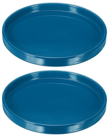 M METERXITY 2-Pack Ceramic Plant Saucer, 7.1 Inch OD Round Plant Saucers Flower Pot Saucers for Indoors/Outdoors Plant Pot, Ceramic Drain Tray [Blue]