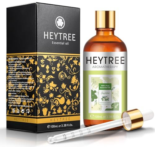 HEYTREE Huile essentielle de Jasmin - Parfaite pour les diffuseurs d'aromathérapie, la fabrication de bougies, de savons et de fondants, idéale pour les bombes de bain et les huiles parfumées.