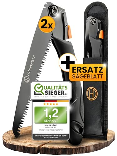 HEIMWERT Klappsäge aus ultra hartem Karbonstahl - Zweifach verstellbare Astsäge - Gartensäge mit Sicherheitsverschluss (2 x Klappsäge + gratis Sägeblatt)