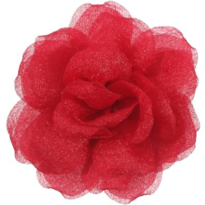 Mecool Chiffon-Rosen-Haarspange für Hochzeiten, Partys, Brosche, Ansteckblumen, Haarschmuck, Haarspange, Haarschmuck für Damen, Accessoires, Haarspangen, Mädchen, Rot (8 cm)