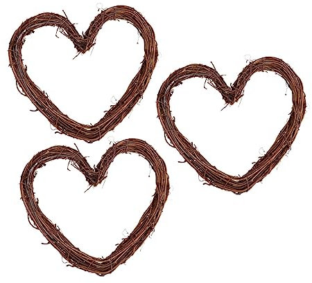 GETAJGHSD 3stücke Wicker Wreath Frame Für DIY Bastelprojekte Herzförmige Rattan Kränze Für Hochzeiten Feste Und Türdekoration Kreative Gestaltungen