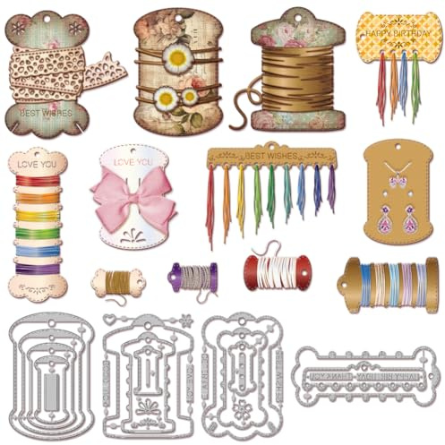 GLOBLELAND Nested Thread Spool Cutting Dies for Card Making | Floss Bobbin Die Cuts Sewing Tool for DIY Scrapbooking Journal Embossing Paper Craft Decor