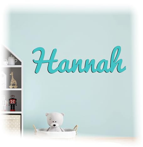 Generisch Schriftzug Holz personalisiert Namensschild Kinderzimmer oder Wanddeko für Wohnzimmer, Büro (selbstklebend) 3D Effekt