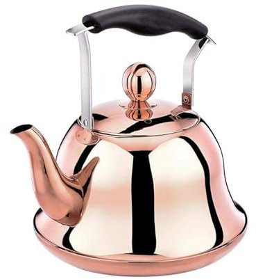 Edelstahl-Teekanne, rotgoldene Ölkanne / Kaffeekanne, multifunktional, mit Teesieb zum Flitern von Tee, Kaffeesatz für die Zubereitung von Nachmittagstee zu Hause, in der Küche, im Büro, 2 l
