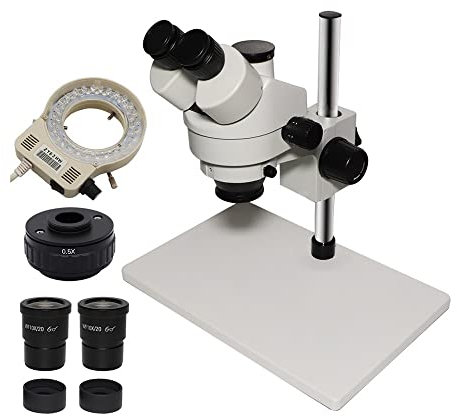 Mikroskop 7X-45X simulfokales trinokulares Stereomikroskop mit digitalem Mikroskopkameraadapter hdmi 38mp + 0,5X C-Mount-LED-Ringlicht(Without Camera)