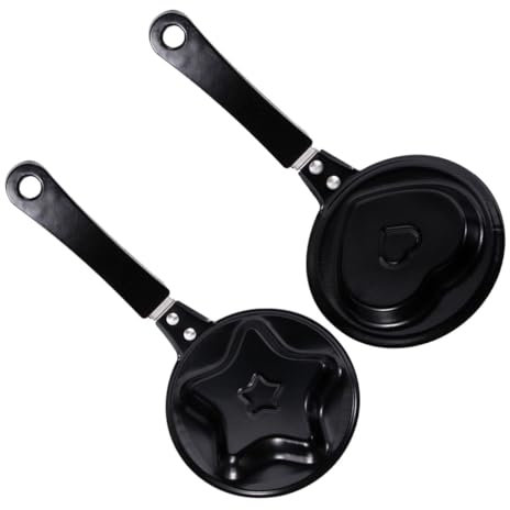 Cabilock Mini Poêle à Omelette Et Poêle à Crêpes Antiadhésive 2pcs D’étoile Cœur, Matériau Sûr, Adaptée Aux Garçon Et Filles Pour Petit-déjeuner Créatif
