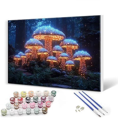 Paint by Numbers for Adults with Frame 60 x 80 cm Paint by Numbers Mushroom Forest Paint by Numbers for Children, Paint by Numbers Canvas Kits with Brushes and Acrylic Pigmen, Wall Art Decor Gifts N-3