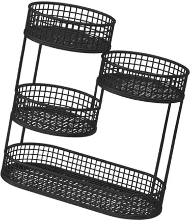 MagiDeal Tazón de Canasta de Frutas para Servir Bandeja para Servir, ahorrador de Espacio de Espacio de múltiples Niveles de múltiples Niveles, Rejilla de, Negro