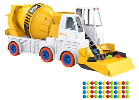 TWTCZOZ Vehículo de Construcción con Elevador Y Grúa para Niños, Camión de Juguete con Barredora Automática de Perlas, Vagón Mezclador