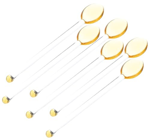 Hoement Lot de 6 cuillères à café en verre transparent, mini cuillères à café pour boissons froides, yaourts, cocktails, desserts, glaces, apéritifs