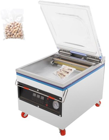 Commercial Chamber Vacuum Sealer, 360W Vacuum Packaging Machine with Wheels, Time Adjustment, Digital Display, Sealing length 32cm, Automatic Preservation Machine Sealer for Dry Goods