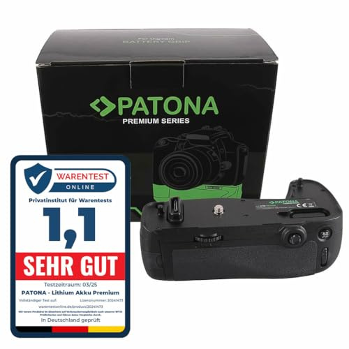 PATONA Premium Batterigrepp för Nikon MB-D16 grepp, Battery Grip | Batterifack för 1X EN-EL15 eller 6X AA, porträttgrepp för D750, ergonomiskt, halkfritt med IR-fjärrkontroll