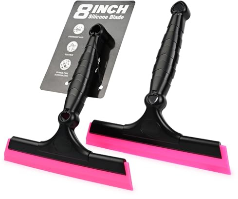 EHDIS 2-Pack Multipurpose Window Squeegee, 8inch, Shower Squeegees For Mirrors & Tiles - Window Cleaner For Cars, Bathroom & Kitchen