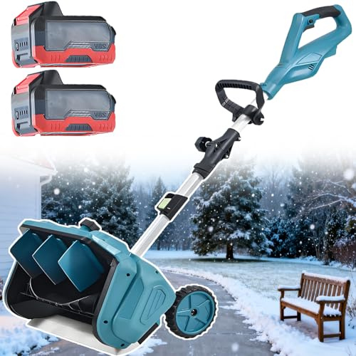 ErShangMao Spazzaneve Elettrico per Esterni - Macchina Spazzaneve Elettrica Senza Fili, Larghezza Spazzaneve 40,7 Cm, profondità Pala da Neve 20 Cm, per Vialetti Invernali 2batteries