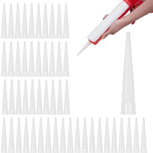 LUMOOM 50 punte per cartucce, beccucci per cartuccia, punte di ricambio, punte in silicone, ugelli in silicone, punte in silicone per sigillante e pistola per cartucce