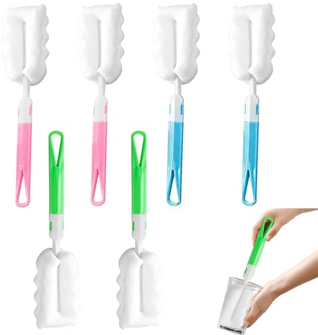 6PCS Sponge Bottle Cleaning Brushes (Red, Green, Blue)