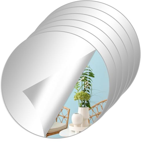 Haveneit 6 specchietti rotondi in acrilico, 15 cm, autoadesivi, ad alta definizione, specchio cosmetico senza cornice, per famiglie, soggiorno, bagno, camera da letto, guardaroba.