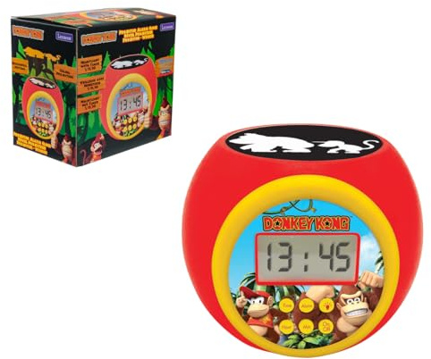 LEXIBOOK, Reloj Despertador Proyector Donkey Kong con Temporizador, RL977DKLXB