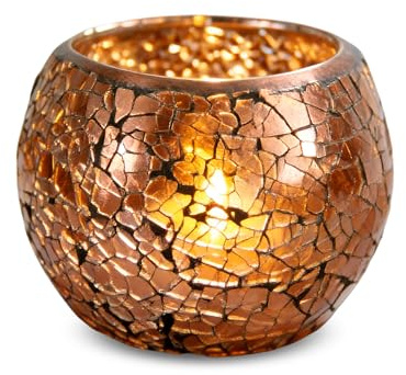 Mosaik Glas Kerzenhalter, Glas Teelichtgläser, Kerzenständer, Braun
