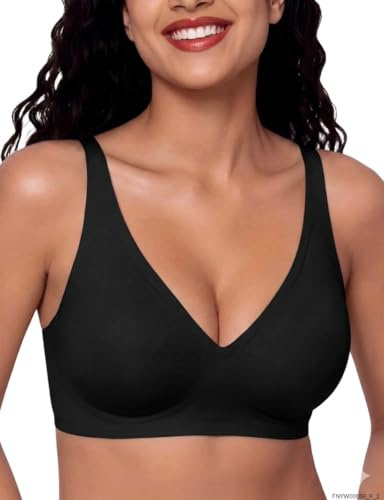 Bresdk Soutien-Gorge Femme sans Armature sans Couture Décolleté en V | Brassière Femme Confortable, Maintien Naturel, Coussinets, Bretelles Réglables, Soutien-Gorge Quotidien, Grande Taille