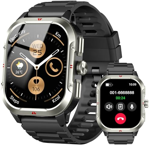 Jugeman Orologio intelligente per uomo e donna, GPS, rispondere/effettuare chiamate, orologio fitness con cardiofrequenzimetro/monitoraggio del sonno/contapassi, impermeabile IP68