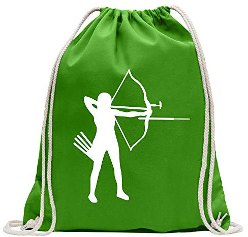 Kiwistar - Turnbeutel - maigruen - Bogenschießen Bogensport - Fun Rucksack Sport Beutel Gymsack Baumwolle mit Ziehgurt