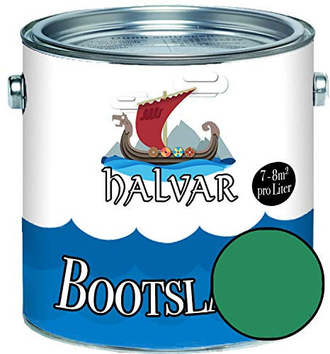 Halvar Bootslack Grün RAL 6000-6037 Yachtlack SEIDENMATT Bootsfarbe PU-verstärkt für Holz & Metall verstärkt extrem belastbar hochelastisch Schiffslackierung (1 L, RAL 6032 Signalgrün)