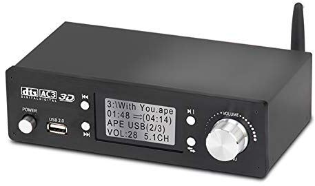 RSGK 5.1 Audio Decoder, HDMI 4K 3D with BT-5.0 Receiver, Coaxial, Optical, AUX, U Disk, PC-USB Input, Suitable for Home Theater Game Music