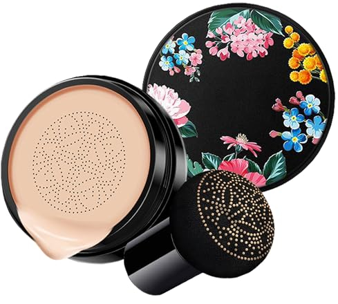 Mushroom Head Air Cushion BB Cream, Concealer Lasting Nude Makeup Moisturizing Brightening Pigment CC Liquid Foundation (Natural)