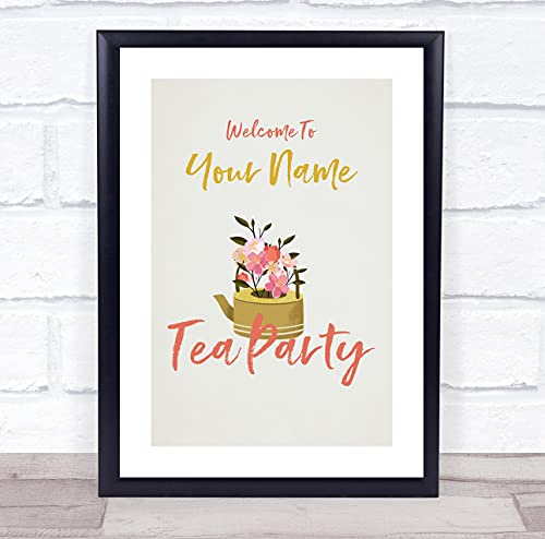 Fingerprint Designs Flowers In The Gold Teapot Welcome Tea Personalised Event Party Decoration Sign