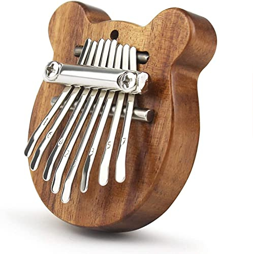 SOZA Mini Daumenklavier Kalimba 8 Tasten Mini Daumenklavier, Mini Kalimba Klar Herzform Musikinstrumente Geschenke für Kinder Erwachsene Anfänger (Holzmaserung-Bär)