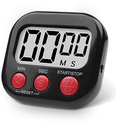 Digital Kitchen Timer Magnetic Backing Stand, Timers for Baking, Kitchen, Study, Exercise Training, Count up&Count down Clock Loud Alarm (BLACK)