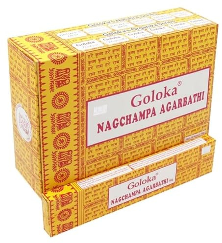 Goloka Räucherstäbchen Nag Champa Incense Stick 3/6/ 12/24 Gratis Halter (6X Goloka Nag Champa)