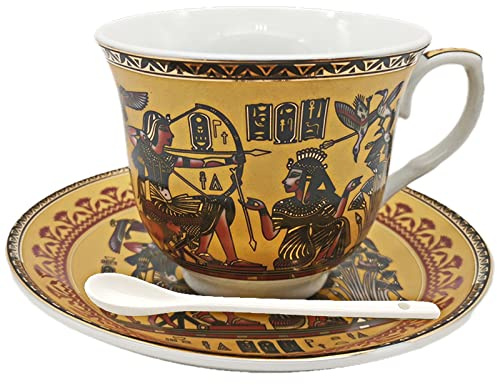 Ensemble tasse à café et soucoupe en céramique colorée des dieux égyptiens anciens en céramique, cappuccino, tasse à thé en porcelaine, meilleur cadeau ou souvenir pour la famille et les amis, 5 types